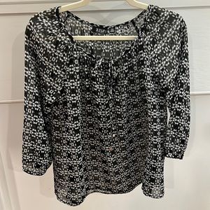 A.N.A Black and White Blouse -Size Medium Petite